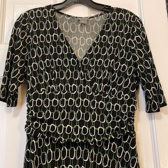 EUC Ann Taylor dress size 6 chain pattern with green, beige and black. - Picture 3 of 4